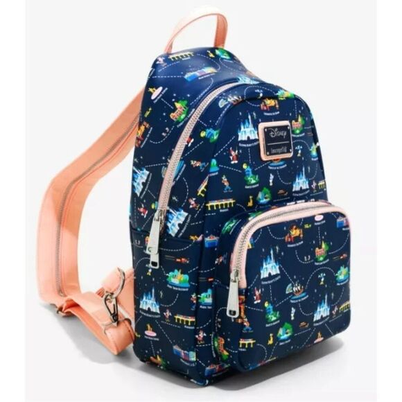 Loungefly Disneyland 65th Anniversary Disney Park Map Convertible Mini Backpack - Picture 1 of 9